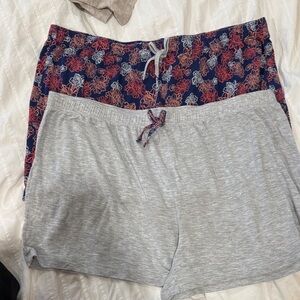 Floral Navy and Gray Women's Pajama Shorts Set 2pc